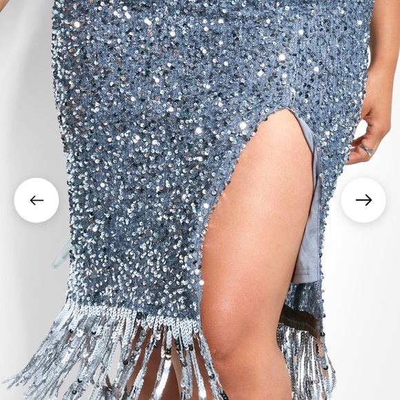 Glimmer Sequin Fringe Midi Bodycon Skirt size 2X 18/20 - Picture 8 of 10